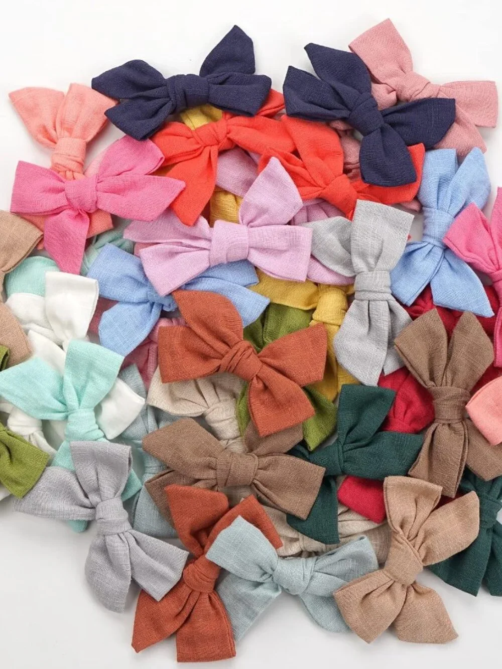 40 Pieces Girls Hair Bows Linen Fabric Bows Alligator Clips Hair Accessories for